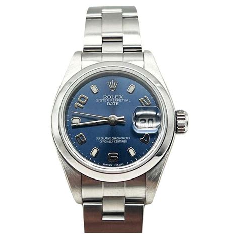 ladies stainless steel rolex blue face